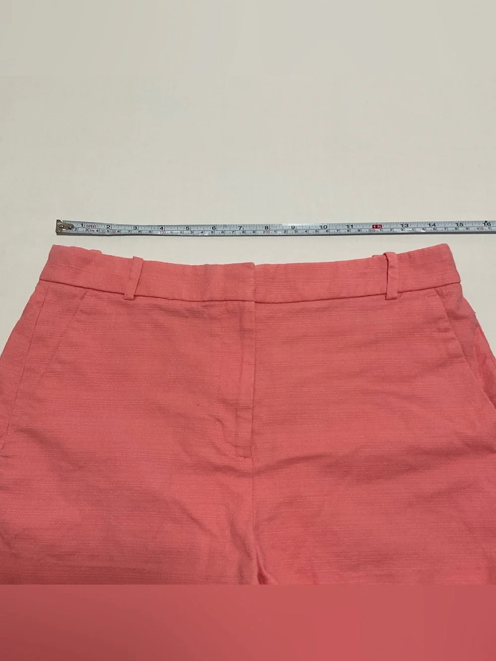J Crew 4 Shorts Scalloped Hem Chino Linen Cotton Blend Pockets
